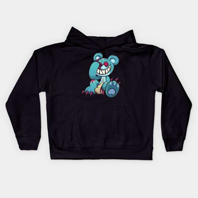 Evil Teddy bear Kids Hoodie by memoangeles